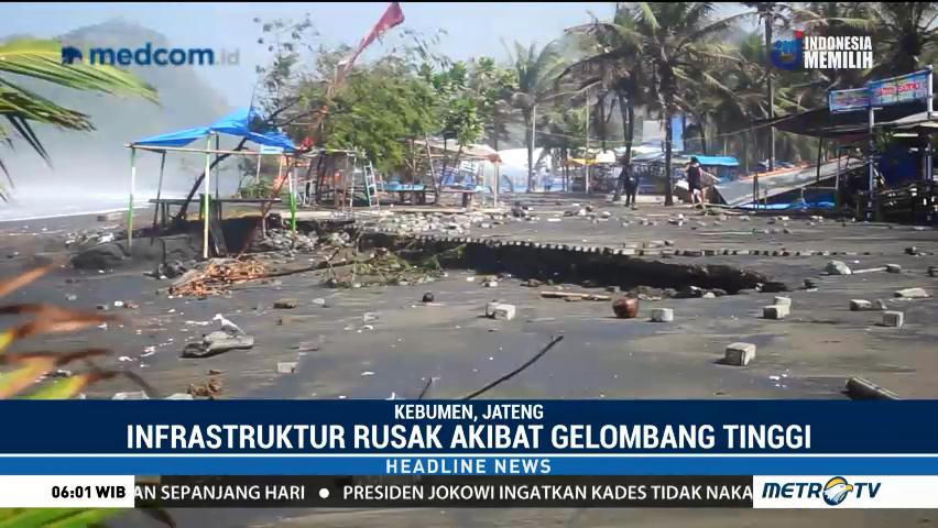 Infrastruktur Di Pantai Suwuk Rusak Diterjang Gelombang Tinggi